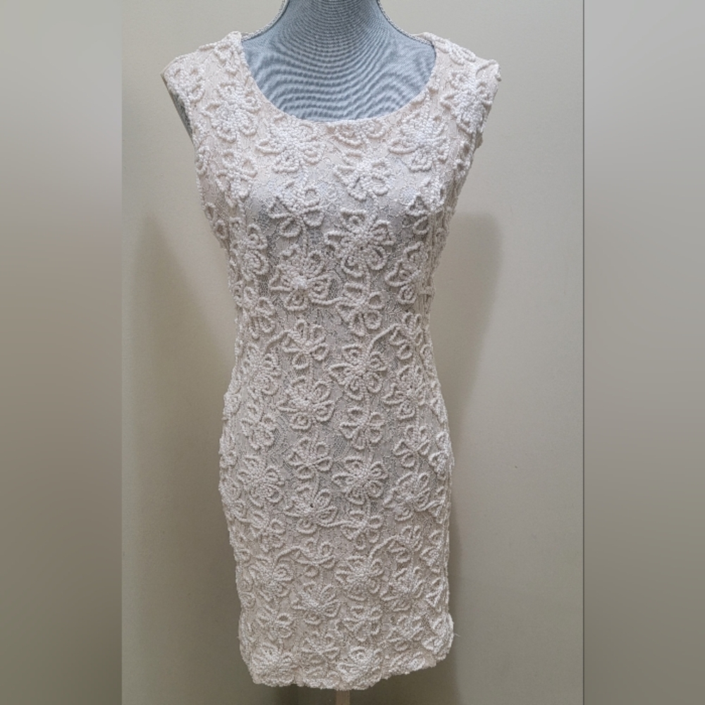 #34 VINTAGE SUZY SHEIR  INSPIRED 1960'S CROCHET DESIGNED DRESS Med P2p18 L35 - Picture 4 of 9